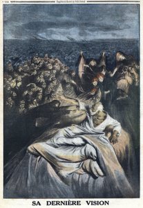 Første verdenskrig 1914-1918 (krig 14-18). Død av Francois Joseph I av Østerrike (1830-1916). Hans siste visjon representert her gjør ham skyldig i alle de beryktede forbrytelsene han har begått. I "" Le Petité Journal" av Anonymous Anonymous