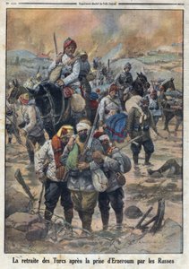 Første verdenskrig 1914-1918 (krig 14-18). Tyrkernes tilbaketrekning etter at russerne tok Erzerum. I "" Le Petite Journal"", 27.02.1916. Privat samling av Anonymous Anonymous