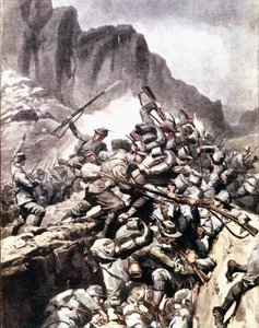 Første verdenskrig: "" sammenstøt mellom italienske alpejegere (alpino eller alpini) og soldater fra den østerriksk-ungarske hæren i Val d