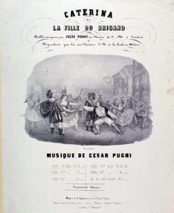 Frontispice for det musikalske partituret til Catarina eller datteren til banditten av Pugni for representasjonen på Teatro alla Scala (1847) av Anonymous Anonymous