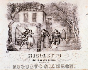 Frontispice av musikalsk partitur av Rigoletto-operaen av Giuseppe Verdi av Anonymous Anonymous