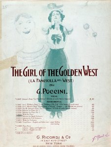 Frontispice av musikalsk partitur av The Girl of the West av Puccini av Anonymous Anonymous