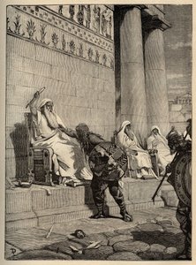Gallisk leder Brennus (Brennos) vender tilbake til den romerske hovedstaden i 390 f.Kr. - Gallerne i Roma - Plyndringen av Roma - gravering 1890 av Anonymous Anonymous