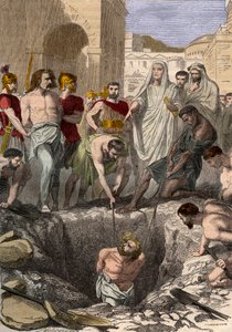 Gauls buried by the Romans - Engraving of the 19th century in “” National History illustrated of France from the most remote times to the present day” 1876 - Private collection av Anonymous Anonymous