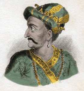 Grand Moghol (Mogol eller Moghul) (sannsynligvis Aurangzeb (1618-1707), også kjent som Alamgir) (Abu Muzaffar Muhiuddin Muhammad Aurangzeb Alamgi) - gravering fra 1800-tallet - Milanese av Anonymous Anonymous