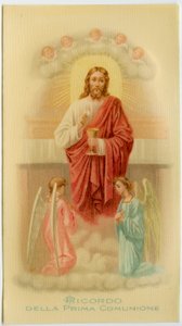 Hellig bilde: Første nattverd, Jesus holder verten (trykk) av Anonymous Anonymous
