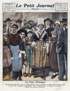 Huelgoat fester i tradisjonell bretonsk drakt i anledning et initiativ til fordel for gjenoppliving av regionale skikker. Illustrasjon hentet fra "" Le petit journal illustrious""" av 09/10/1921. Privat samling av Anonymous Anonymous