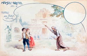 Illustrasjon av Hansel und Gretel opera av Humperdinck, under forestillingen på teatro alla Scala av Anonymous Anonymous