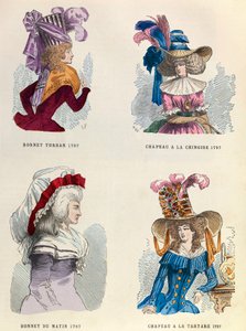 I 1787 Turbanhatt; Morgen lue; Kinesisk lue og tartarhatt - privat samling av Anonymous Anonymous