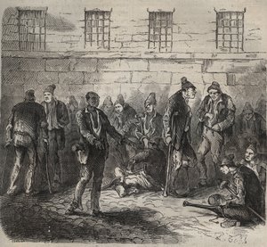 Svake styrker ved Toulon Bagne på 1800-tallet. Gravering i "Fengselshistorie fra deres opprettelse til i dag"" (1877) av Pierre Zaccone (1817-1895) (Colonia Penale - straffekoloni). Privat samling. av Anonymous Anonymous