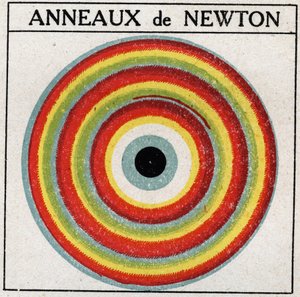 Interferences: rings by Isaac Newton (1642-1727). Anonymous illustration from 1925. Private collection. av Anonymous Anonymous