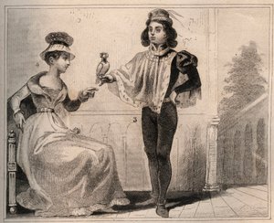 Johannes II av Valois, hertug av Alencon (1409-1476) med Marie de Fayel. Gravering fra 1859 i “” Le Monde. Alle folkeslags historie fra de fjerneste tider til i dag». av M. E. de Lostalot-Bachoue (Lostalot Bachoue). Privat samling. av Anonymous Anonymous