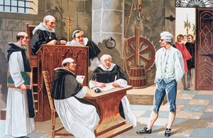 Dom ved domstolen i Ginebra av den spanske teologen Miguel Serveto, dømte ham til å bli brent på bålet for kjetteri i 1553 av Anonymous Anonymous