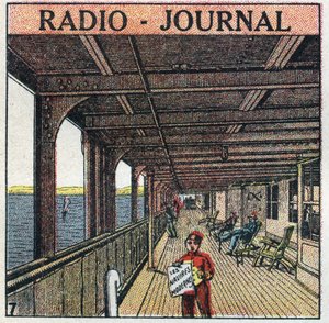 La T.S.F.: radio - avis. Avisselger på en liner. Anonym illustrasjon fra 1925. Privat samling. av Anonymous Anonymous
