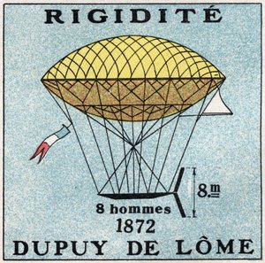 Les balloons: ballon haubanne by Henri Dupuy de Lome (1816-1885) in 1872. Anonymous illustration from 1925. Private collection. av Anonymous Anonymous