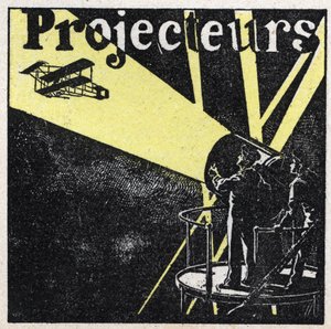 Light reflexion: spotlights used to spot a plane in the sky at night. Anonymous illustration from 1925. Private collection. av Anonymous Anonymous