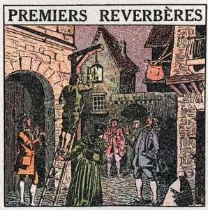 Lyskilder: de første reverberes installert i Frankrike i 1677. Anonym illustrasjon fra 1925. Privat samling. av Anonymous Anonymous