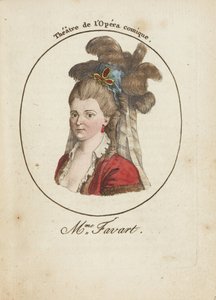 Madame Justine Favart (1727-1772) par Anonymous, sent på 1700-tallet. - Kobberstikk, akvarell - Privat samling av Anonymous Anonymous
