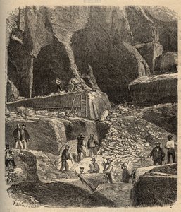 Marble quarries of Saint-Genies (Saint Genies) - Dordogne - engraving in “” PATRIE”” - DESCRIPTION PINTUREQUIREQUE DE LA FRANCE EN 6 VOLUES BY LUCIEN HUARD - end 19th century av Anonymous Anonymous