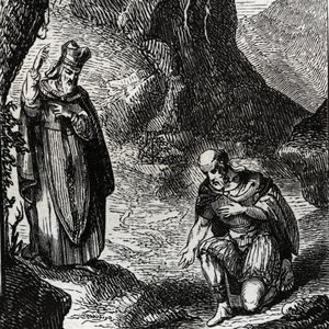Martial de Limoges eller Saint Martial (3. århundre) konverterer lederen av det keltiske folket Lemovices - Gravering av 1846 i "" Lives of the saints""". Privat samling. av Anonymous Anonymous
