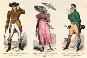 Herre- og damekostymer mellom 1810 og 1812 i Paris (keiser Napoleon I) - privat samling av Anonymous Anonymous