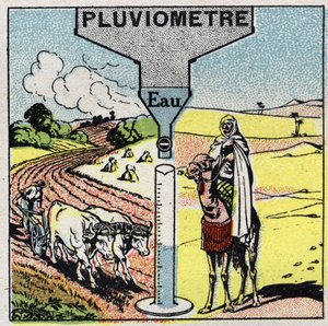 Meteorology: influence of rain on climate, use of rain. Anonymous illustration from 1925. Private collection. av Anonymous Anonymous