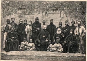 Monsignor Daniel Comboni (1831-1881) og misjonærene dro sammen med ham fra Kairo til Khartoum 26. januar av Anonymous Anonymous