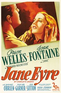 Filmplakat fra filmen "" Jane Eyre" skrevet av Charlotte Bronte og regissert av Robert Stevenson i 1944 med skuespillerne Orson Welles som Edward Rochester og Joan Fontaine som Jane. Privat samling. av Anonymous Anonymous