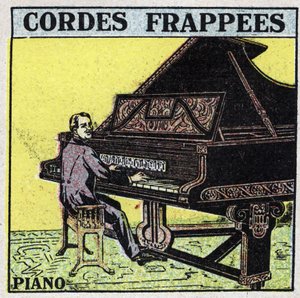Musikkinstrumenter: batted strengeinstrumenter. En pianospiller. Anonym illustrasjon fra 1925. Privat samling. av Anonymous Anonymous