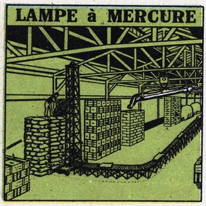 Nye gassegenskaper: kvikksølvlampe. Anonym illustrasjon av 1925. Privat samling. av Anonymous Anonymous