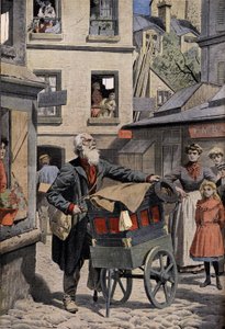 Old metiers: the barbarous organ player in the streets of Paris. Engraving in the headline of the Petity Journal, 26/04/1908. Private collection. av Anonymous Anonymous