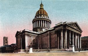 Paris: utvendig utsikt over Pantheon bygget i 1757-1790 av Jacques Germain Soufflot (1713-1780). Fotografi av 1920 i "" Artistic Album "" av byen Paris. Privat samling. av Anonymous Anonymous
