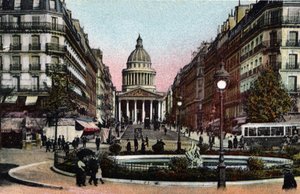 Paris: utsikt over rue Soufflot og Pantheon. Fotografi av 1920 i "" Artistic Album "" av byen Paris. Privat samling. av Anonymous Anonymous
