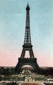 Paris: utsikt over Eiffeltårnet bygget mellom 1887 og 1889 av Gustave Eiffel (1832-1923). Fotografi av 1920 i "" Artistic Album "" av byen Paris. Privat samling. av Anonymous Anonymous