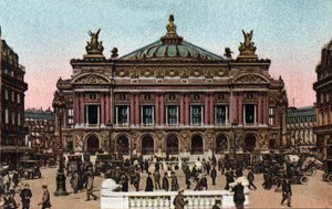 Paris: utsikt over operafasaden laget av Charles Garnier (1825-1898) og t-banestasjonen på Place de l