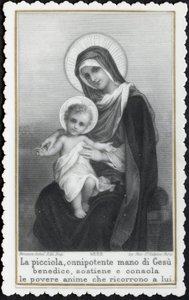 Fromt bilde: Jesus som et barn i armene til sin mor Maria (gravering) av Anonymous Anonymous