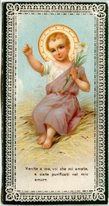 Fromt bilde: Jesus holder en lilum (kromolitografi) av Anonymous Anonymous