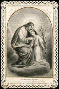 Fromt bilde: Jesus mottar de troendes sjeler (gravering) av Anonymous Anonymous