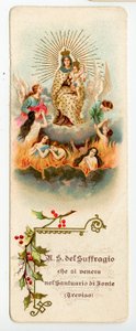 Fromme bilde: Our Lady of Suffrage. Jomfruen i skjærsilden for å redde sjeler (kromolitografi) av Anonymous Anonymous
