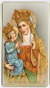 Fromt bilde: Saint Anne de Beaupre, skytshelgen for Quebec (kromolitografi) av Anonymous Anonymous