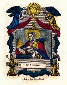 Fromme bilde: Saint Augustine (Augustin av Hippo (354 - 430), eveque og doktor i kirken, forfatter av Rule of Saint Augustine og Confessions). Gravering av privatsamlingen fra 1800-tallet av Anonymous Anonymous