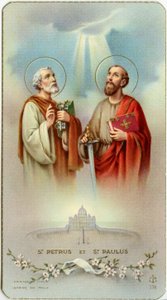 Fromt bilde: Apostlene Peter og Paulus (kromolitografi) av Anonymous Anonymous