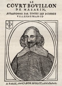 Politiske hefter Mazarinade (politisk brosjyre under slyngen), populært bilde mot Mazarin om hans pensjonisttilværelse i Bouillon (Le court broth de Mazarin). Privat samling. av Anonymous Anonymous