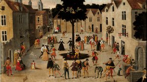 Populær tradisjon: "" Populær fest rundt Arbre de Mai (alm) i Paris"" Anonymt maleri. 1500-tallets søn. 0,7x1,3 m Paris, Musee Carnavalet av Anonymous Anonymous