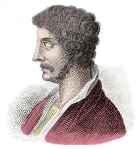 Portrett av Alcibiade (Alkibiads Kleiniou Scambonides) (450-404 f.Kr.), statsmann og athensk general. Gravering av 1800-tallet. Milanese av Anonymous Anonymous