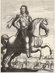 Portrett av Bernard av Sachsen Weimar (Sachsen-Weimar) (1604-1639) med representasjon av fangsten av John av Werth av hertug Bernard og hertug av Rohan. Gravering fra 1600-tallet. Privat samling. av Anonymous Anonymous