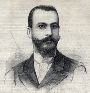 Portrett av Casimir Maistre (1867-1957) fransk oppdagelsesreisende i Afrika. Gravering i "" Le Peute Parisien"" av Anonymous Anonymous