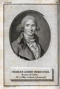 Portrait of Charles Albert Demoustier (1760-1801) French writer. Engraving from 1819 in “Lettres a Emilie sur la mythologie” by Charles Albert Demoustier (1760-1801). Private collection. av Anonymous Anonymous
