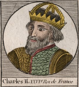 Portrett av Charles II den skallede (823-877), konge av Frankrike - Charles II (823-877) den skallede - gravering fra "Instruction sur l