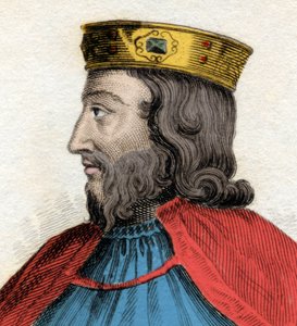 Portrett av Clovis I (466-511), kongen av frankerne. Gravering av 1800-tallet. Milanese av Anonymous Anonymous